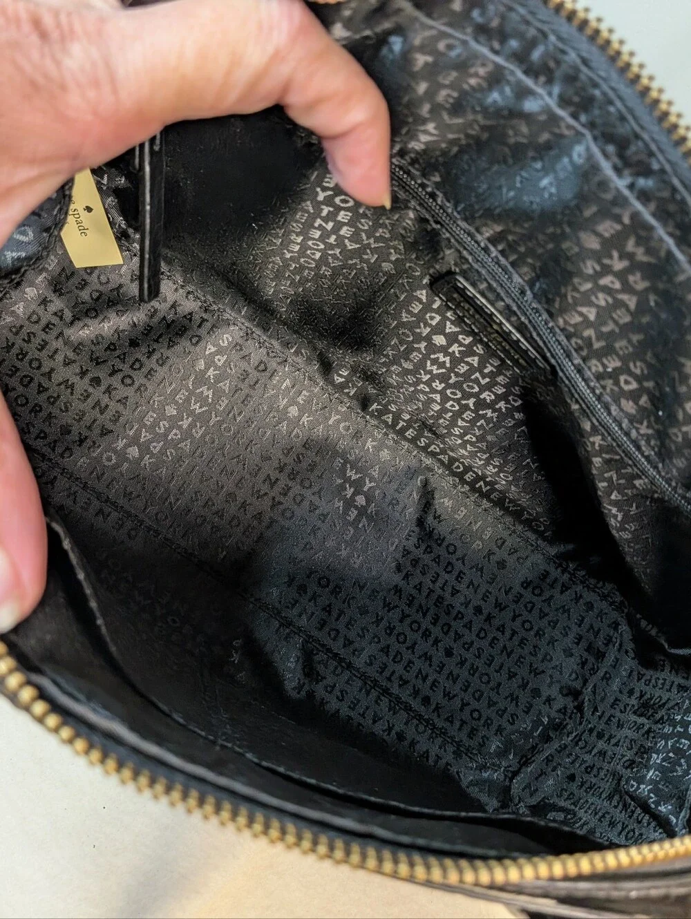 Kate Spade Black Glossy Croc Leather Satchel Handbag
